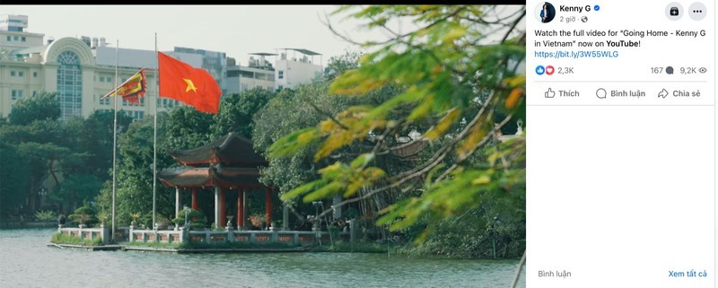 Saxophonist Kenny G shares Nhan Dan Newspaper-released music video on Vietnam tourism.