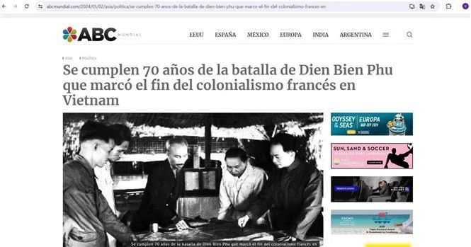 Screenshot of the article on Dien Bien Phu Victory posted on ABC Mundial website (Photo: VNA)