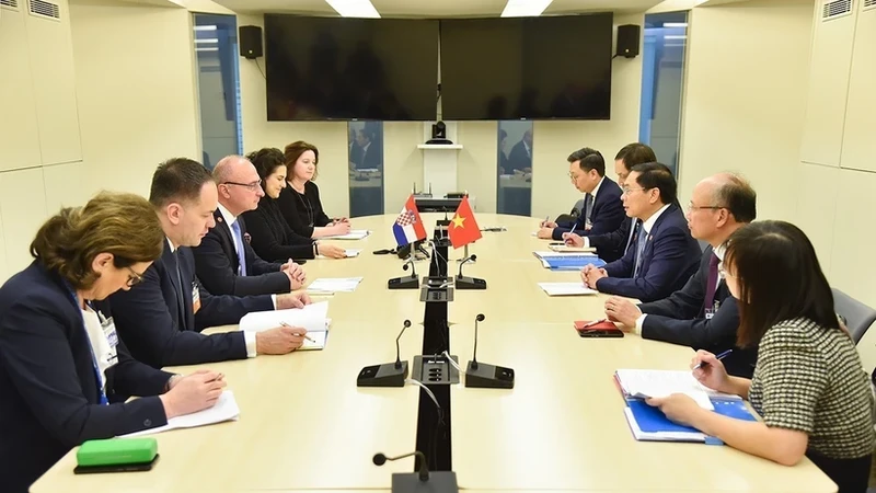 Vietnamese Minister of Foreign Affairs Bui Thanh Son meets Croatian Minister of Foreign and European Affairs Gordan Grlic Radman. (Photo: VNA)