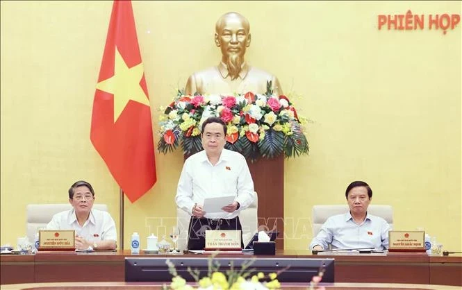 NA Chairman Tran Thanh Man speaks at the end of the 34th session of NA Standing Committee. (Photo: VNA)