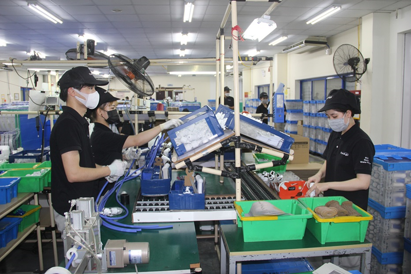 Production activities at Takagi Vietnam Co., Ltd. in Thang Long II Industrial Park, Hung Yen Province.