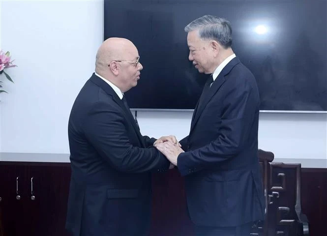 President To Lam receives Minister of War Veterans and Rights Holders of Angeria Laid Rebiga in Hanoi on July 25. (Photo: VNA)