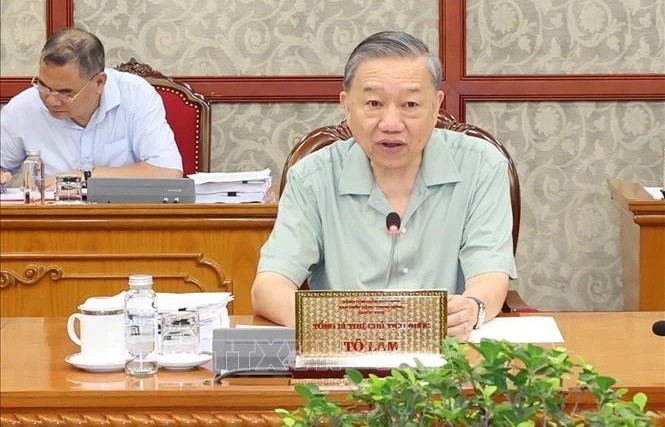 Party General Secretary and President To Lam speaks at the regular Politburo meeting on August 9. (Photo: VNA)