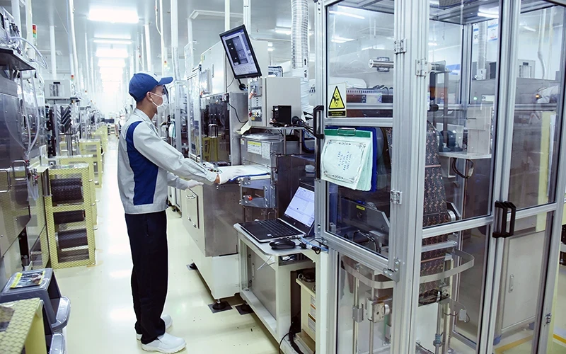 Electronic circuit board production at Nippon Mektion Factory of Mektec Manufacturing Vietnam Co., Ltd. (Thang Long II Industrial Park, Hung Yen).