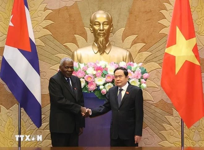 Chairman of the National Assembly Tran Thanh Man (right) meets with President of the National Assembly of People’s Power of Cuba Esteban Lazo Hernandez in Hanoi on July 24, 2024. (Photo: VNA)