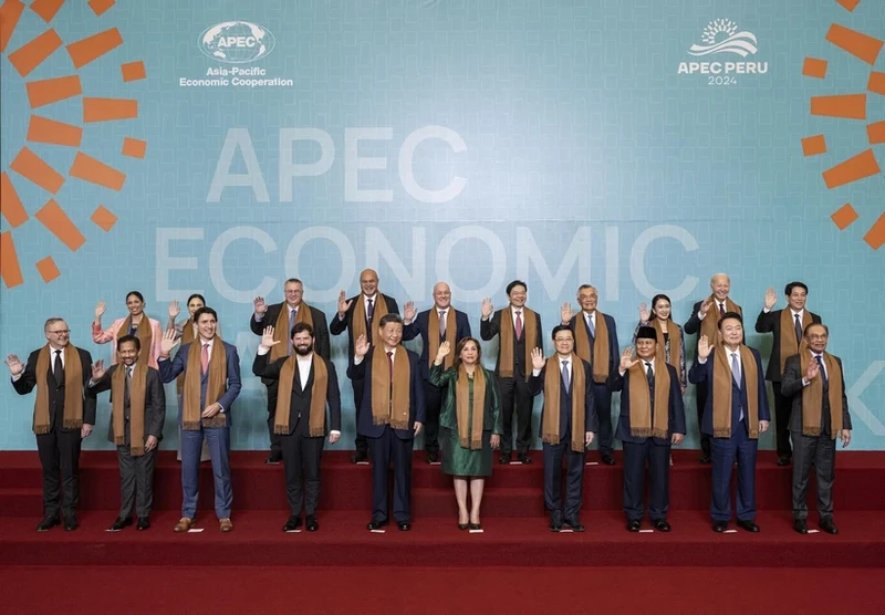 Vietnam's State President Luong Cuong and other leaders at the 31st APEC Economic Leaders' Meeting in Lima, Peru. (Photo: VNA)