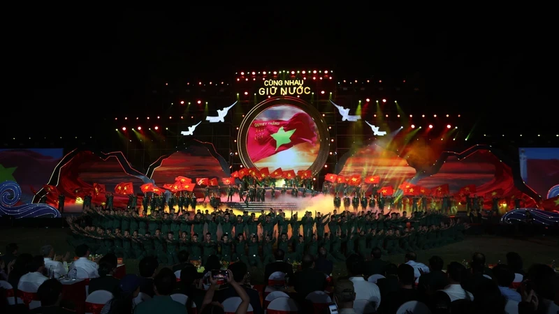 The grand stage in front of Doan Mon Gate. (Photo: Vietnam+)