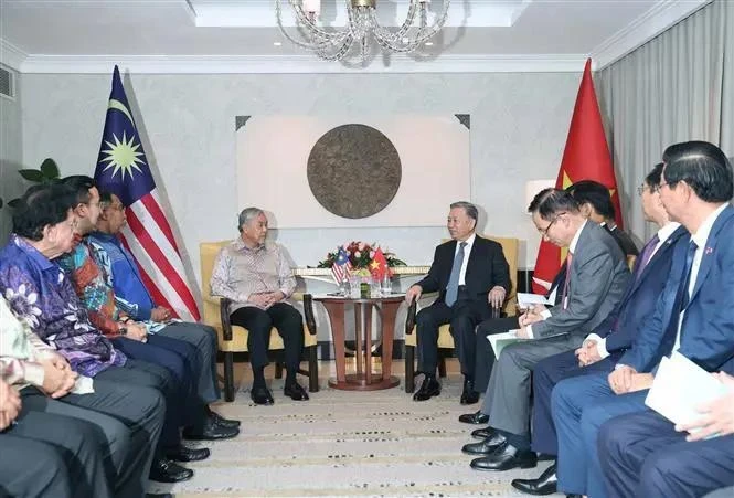 Party General Secretary To Lam (R) at his November 22 meeting with Malaysian Deputy Prime Minister, Minister of Rural and Regional Development, and President of the United Malays National Organisation (UMNO) Dato’ Seri Dr. Ahmad Zahid Hamidi (Photo: VNA)