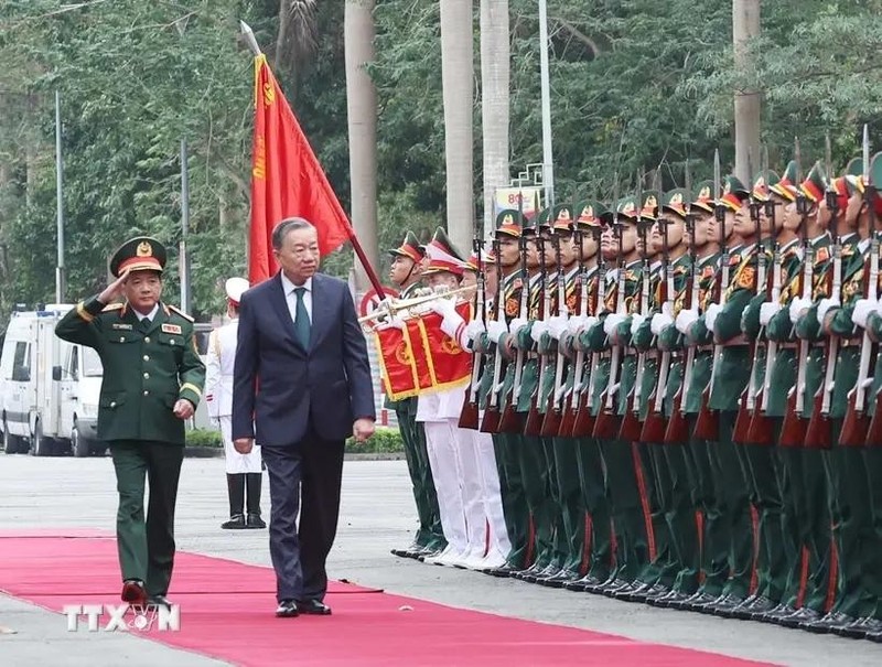 Party General Secretary To Lam, who is also Secretary of the Central Military Commission, comes to the celebration. (Photo: VNA)