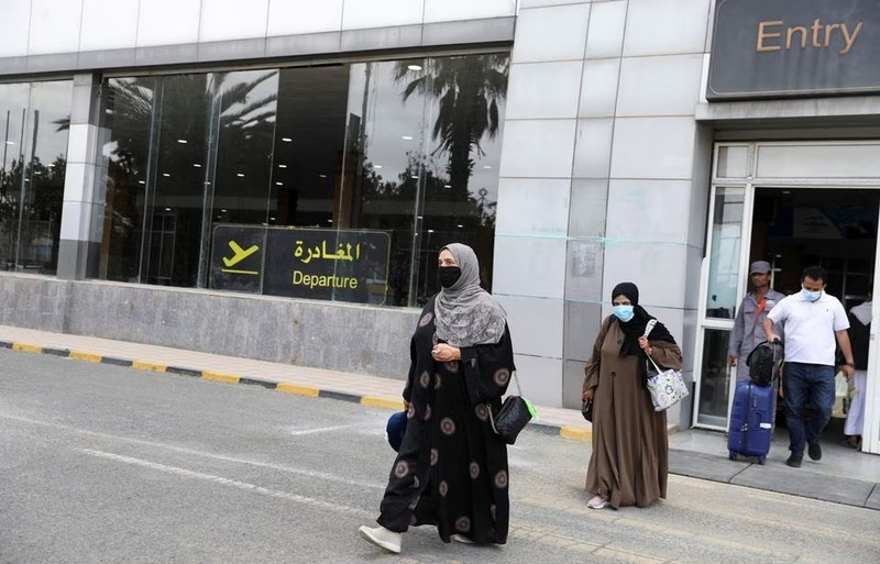 Visitors at the Sana'a airport Yemen on April 24, 2022. (Photo: Reuters)