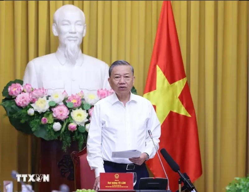 President To Lam, head of the Central Steering Committee for Judicial Reform addresses the committee's meeting on July 31 (Photo: VNA)