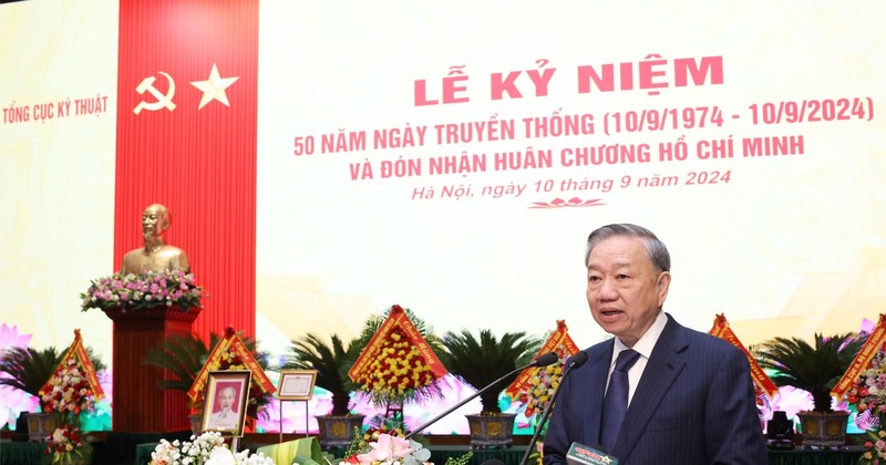 Party General Secretary and State President To Lam speaks at the ceremony. (Photo: VNA) 