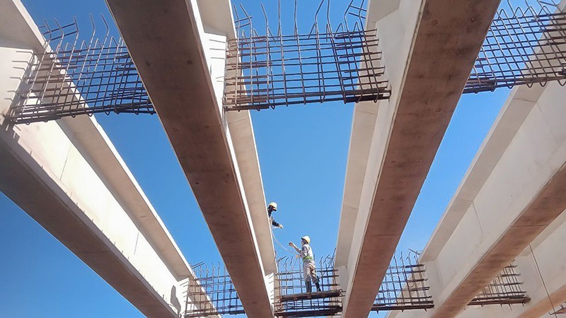 The contractor works on the bridge section of the North-South Expressway.