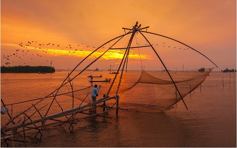 Climate change has a severe impact on the livelihoods of people in the Mekong Delta. (Photo: Shrimp catching – Photographer Truong Hoang Them)