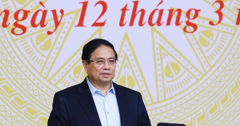 Prime Minister Pham Minh Chinh speaks at the second meeting of the National Steering Committee for Financial Inclusion in Hanoi on March 12. (Photo: VNA) 