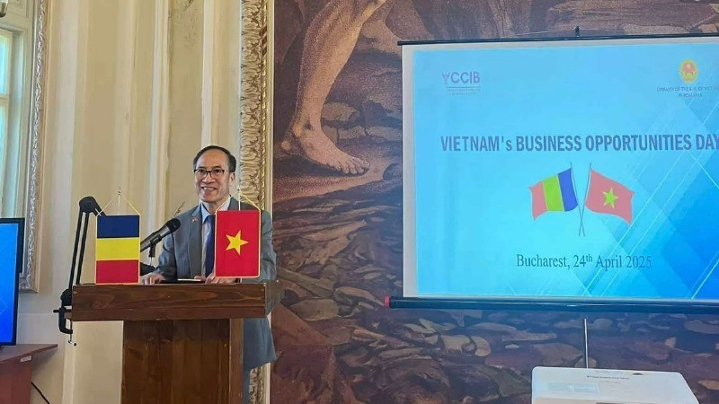Vietnamese Ambassador to Romania Do Duc Thanh, speaks at the event. (Photo: Vietnamese Embassy in Romania)