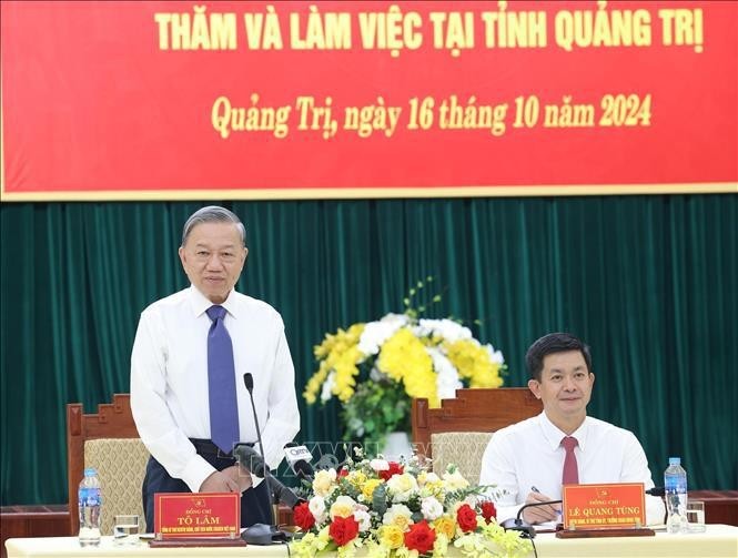 Party General Secretary and State President To Lam speaks at the event. (Photo: VNA)