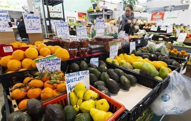 People shop at a market in Ontario, Canada, on March 21, 2023. (Photo: Xinhua/VNA)