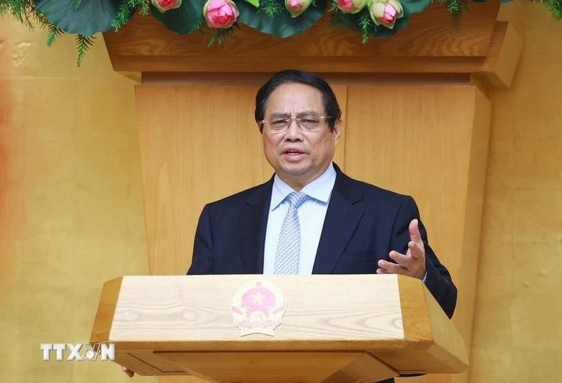 PM Pham Minh Chinh speaks at the Government’s second legislation meeting in Hanoi on April 18. (Photo: VNA)