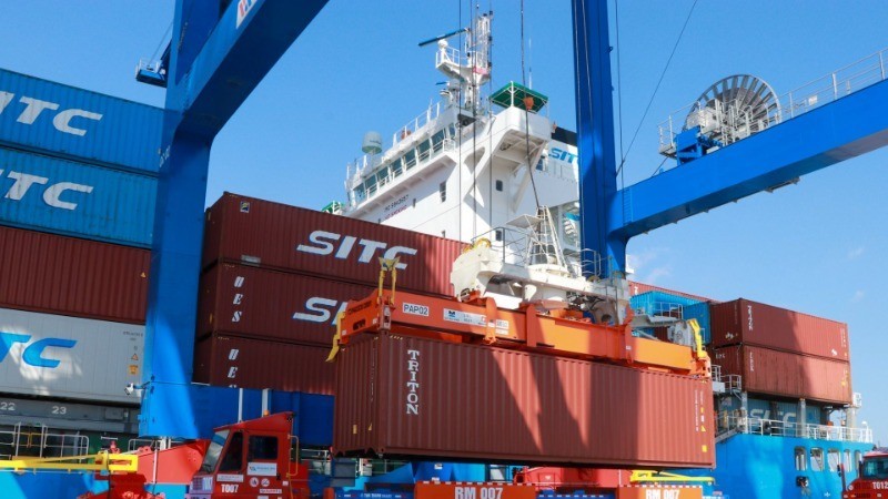 Cargo handling at Phuoc An Port, Nhon Trach District, Dong Nai Province. (Photo: CONG PHONG)