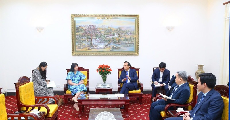 Minister of Labour, Invalids and Social Affairs Dao Ngoc Dung meets with Romanian Ambassador to Vietnam Cristina Romila on August 13. (Photo: molisa.gov.vn)