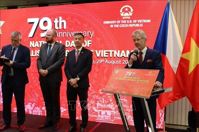 President of the Czech Senate Miloš Vystrčil speaks at the ceremony hosted by the Vietnamese Embassy on August 29. (Photo: VNA)