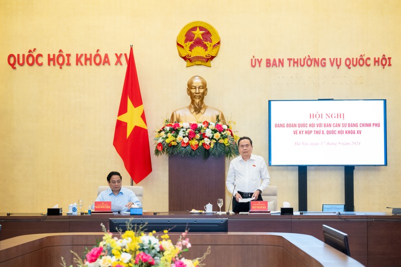 NA Chairman Tran Thanh Man speaking at the meeting (Photo: quochoi.vn)