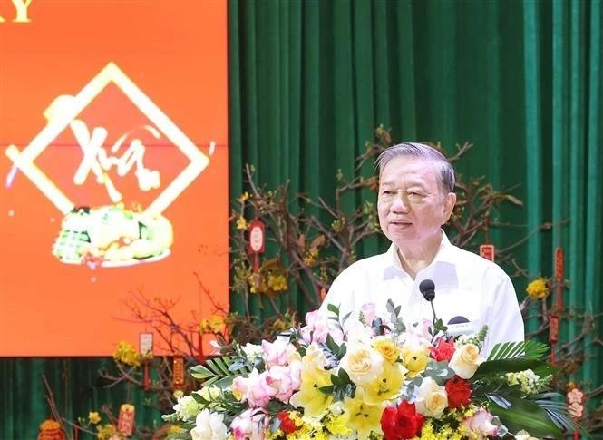 Party General Secretary To Lam speaks at the meeting with generations of leaders and officers of the People's Public Security through the periods in Ho Chi Minh City on January 9. (Photo: VNA)