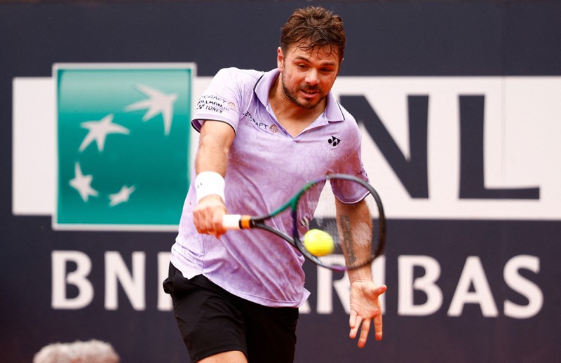 Switzerland's Stanislas Wawrinka in action during his round of 128 match against Belarus' Ilya Ivashka - Italian Open - Foro Italico, Rome, Italy - May 10, 2023. (Photo: Reuters)