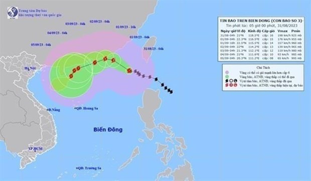 The movement of typhoon Saola (Source: National Centre for Hydro-Meteorology Forecasting)