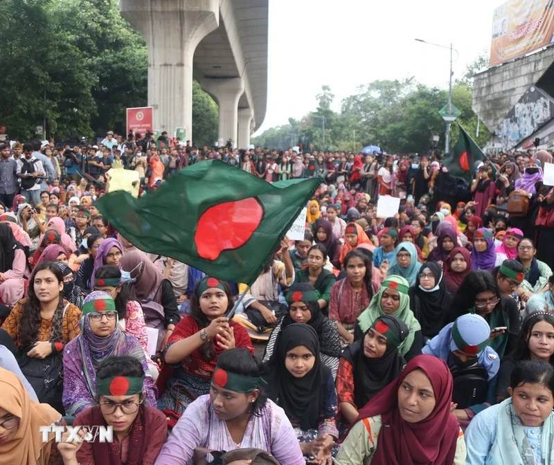 A protest in Bangladesh on August 4 (Photo: Xinhua)