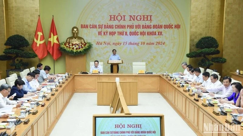 A view of the conference on preparation for the 15th legislature’s 8th session in Hanoi on October 15. (Photo: NDO)