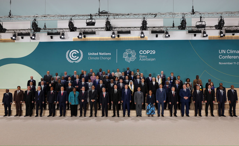 World leaders attending the United Nations climate change conference, known as COP29, pose for a family photo in Baku, Azerbaijan. (Photo: Reuters)