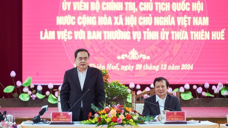 NA Chairman Tran Thanh Man at a working session on December 29 with the standing board of the Party Committee of Thua Thien – Hue province.