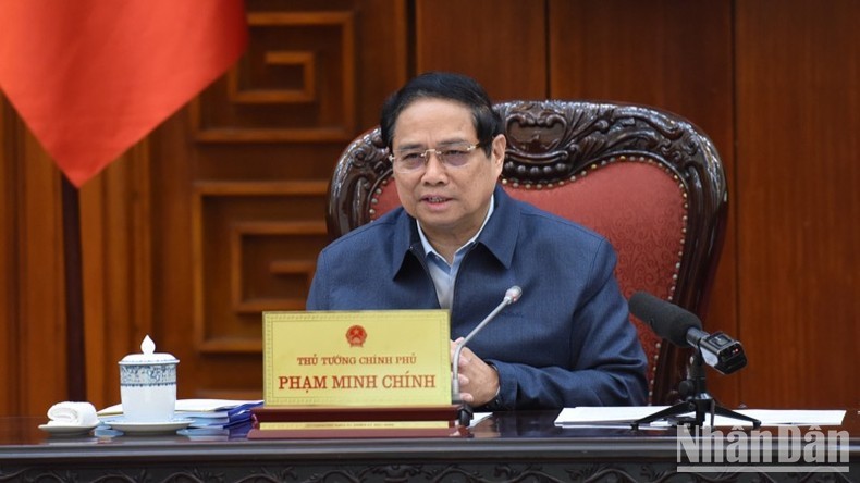 PM Pham Minh Chinh speaks at the meeting. (Photo: Tran Hai)