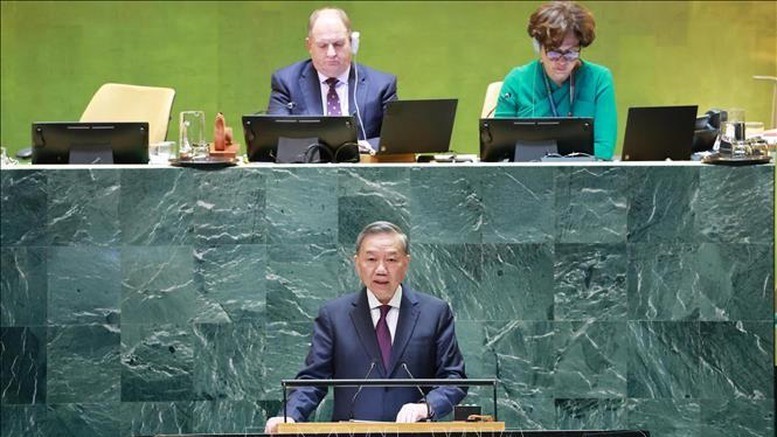 Secretary General and President To Lam speaks before the UN General Assembly. (Photo: VNA)