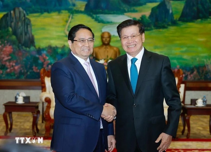 PM Pham Minh Chinh meets with Lao General Secretary and President Thongloun Sisoulith. (Photo: VNA)