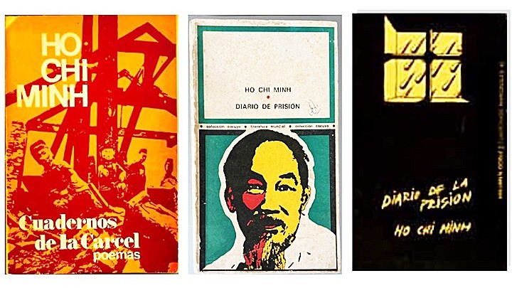 Covers of three Spanish translations of Prison Diary, printed in Argentina (left), Cuba (middle) and Spain (right). (Photo: Vo Xuan Que)