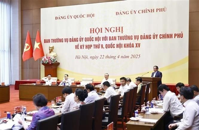 Secretary of the Government's Party Committee and Prime Minister Pham Minh Chinh speaks at the conference. (Photo: VNA)