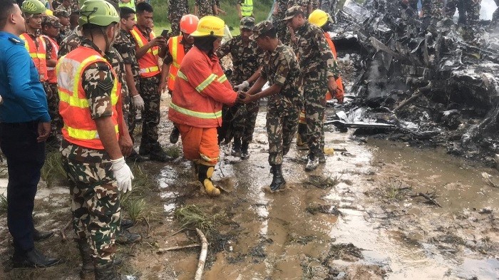 At least 18 people were killed when a small plane crashed and caught fire while it was taking off from Nepal's capital Kathmandu on Wednesday, officials said.