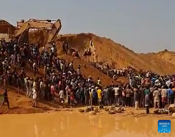 This screenshot shows the site of collapse at an illegally operated gold mine in Kayes region, Mali, on Feb 15, 2025. The collapse of an illegally operated gold mine in western Mali on Saturday has killed 50 people, a local official said on Sunday. (Photo: Xinhua).