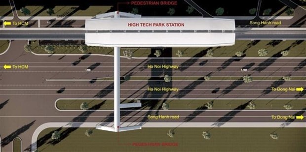 A graphic design of a pedestrian bridge connected with the Hi-Tech Park station of the first metro line in Ho Chi Minh City (Photo: VNA)
