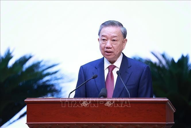 Party General Secretary, President To Lam delivers his inaugural speech. (Photo: VNA)