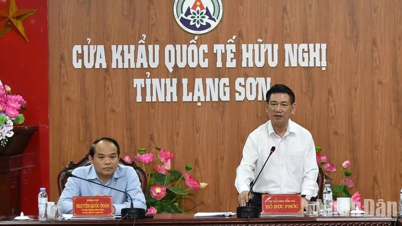 Deputy Prime Minister Ho Duc Phoc speaks at the working session. (Photo: NDO)