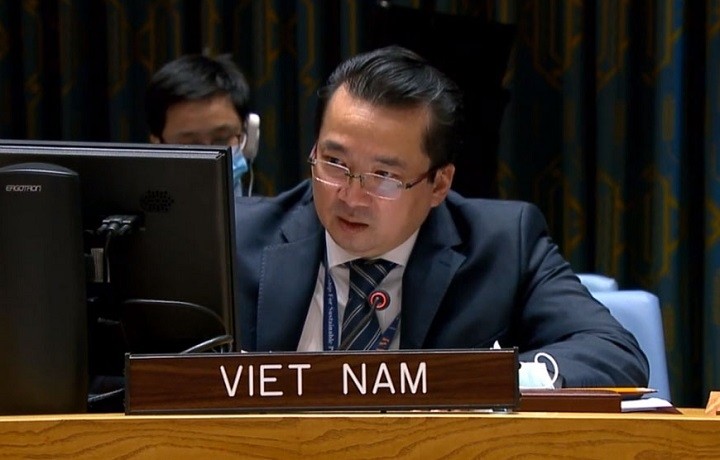 Ambassador Pham Hai Anh, Deputy Permanent Representative of Vietnam to the UN, speaks at the UNSC discussion on June 14. (Photo: VNA)