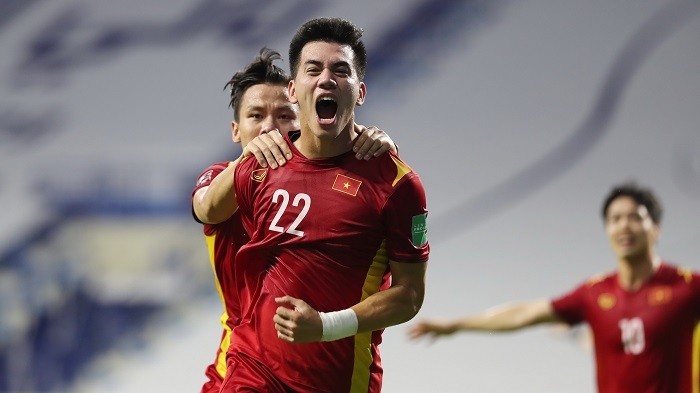 The "Golden Star Warriors" have officially achieved a new feat for Vietnamese football by winning a berth in the third qualifying round of the 2022 World Cup. (Photo: VNA)