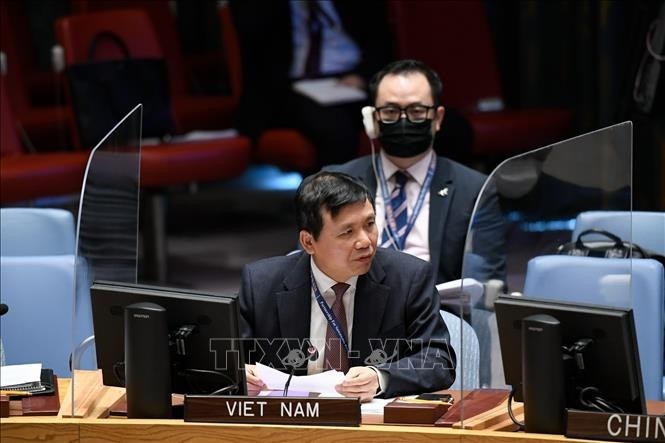 Ambassador Dang Dinh Quy, Permanent Representative of Vietnam to the UN, speaks at the meeting. (Photo: VNA)