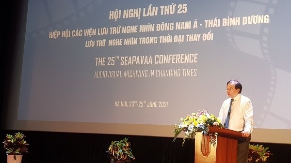 Deputy Minister of Culture, Sports and Tourism Ta Quang Dong speaks at the opening ceremony of the 25th SEAPAVAA Conference. (Photo:VGP)