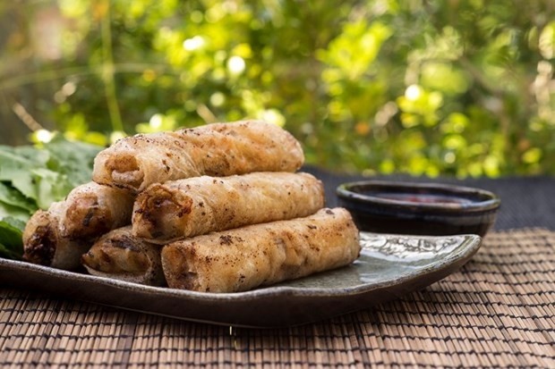 Fried spring rolls, a typical Vietnamese dish. 