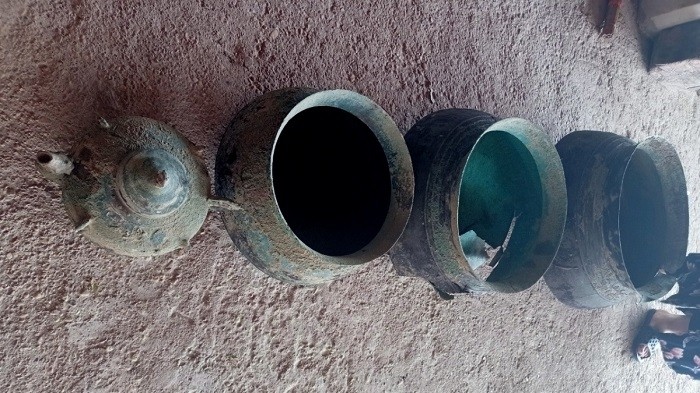 Artefacts discovered in Quy Hop district, Nghe An province. (Photo: VOV)